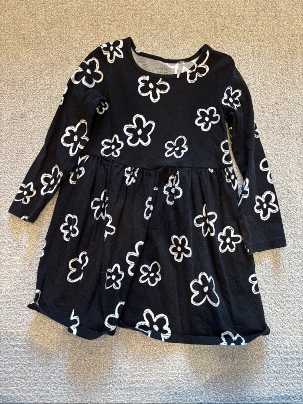 jumping beans Black & White Floral Long-Sleeve Casual Dress